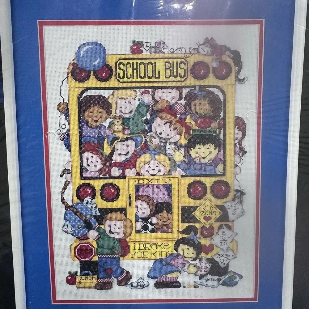 Bucilla Counted Cross Stitch School's Out NEW SEALED 1996 VTG. 12x16